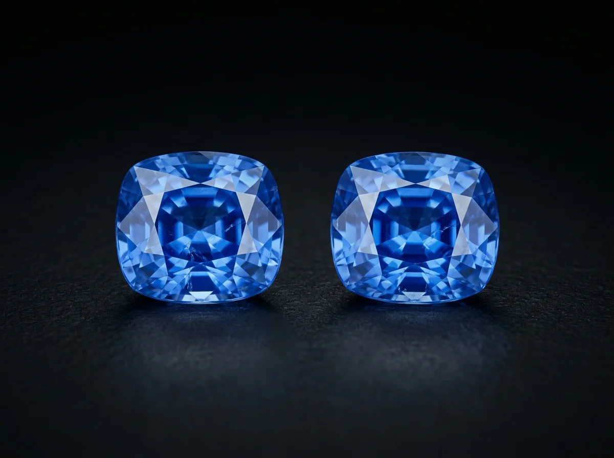 A vivid heated stone beside a fine unheated one