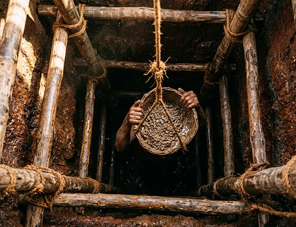 Hand mining in the gem fields of Ratnapura