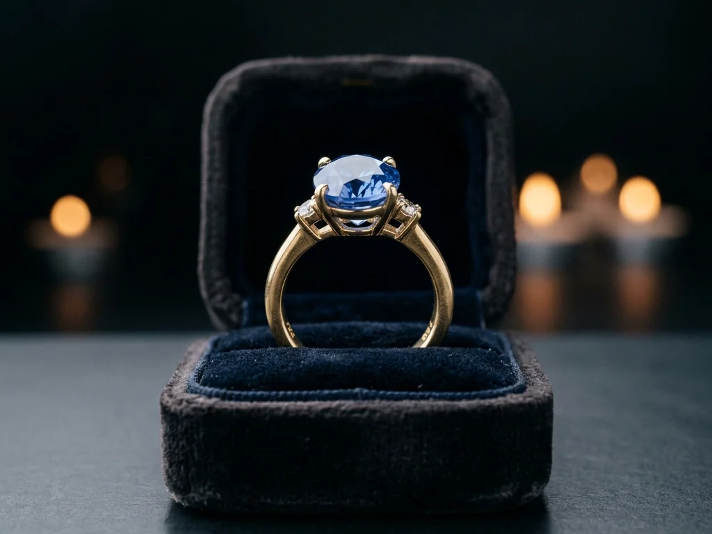 Ceylon sapphire engagement ring from Sri Lanka